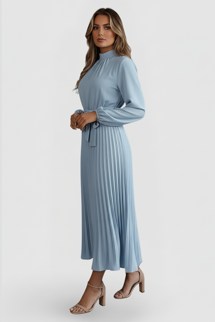 Robe de cérémonie Femme plissée à manches longues
