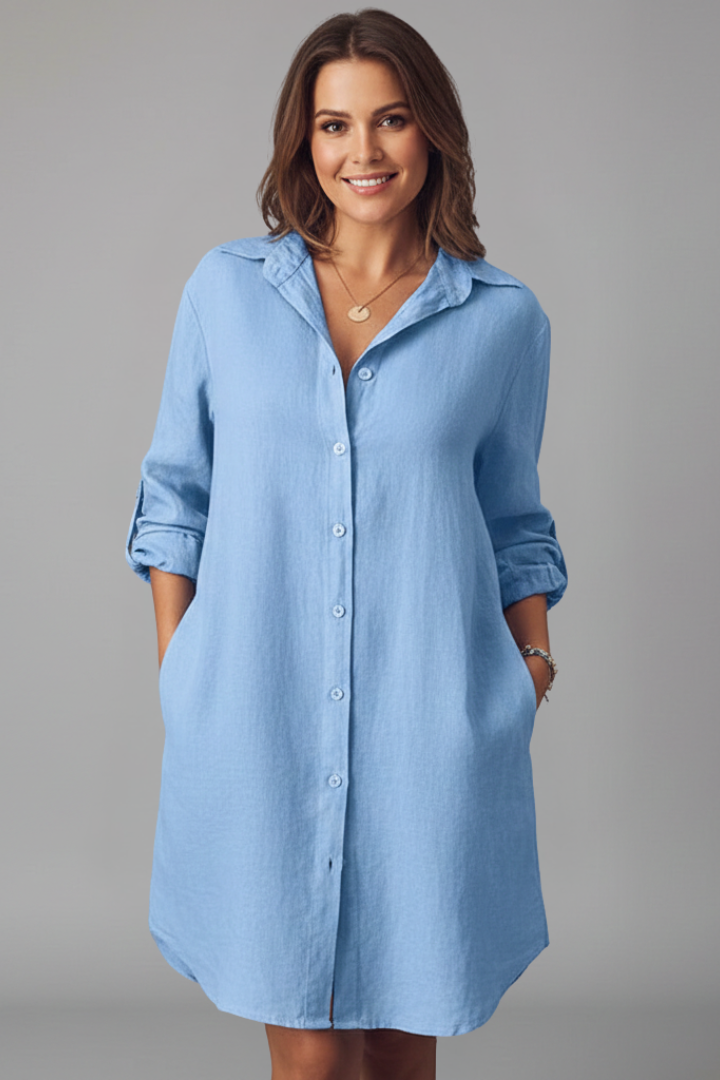 Robe Chemise Longue Femme Ample Élégante