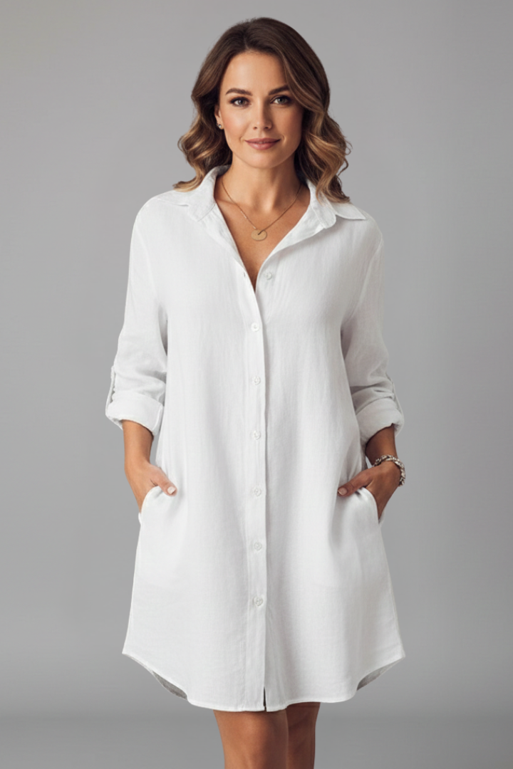 Robe Chemise Longue Femme Ample Élégante