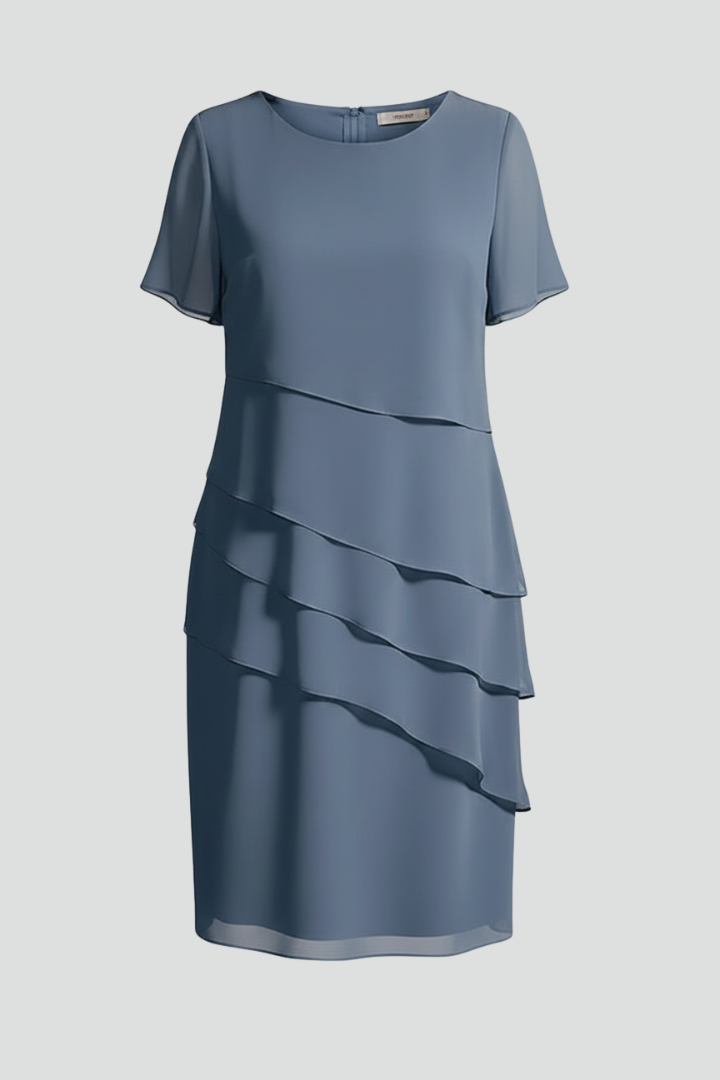 Robe de cérémonie Femme midi à volants asymétriques fluide
