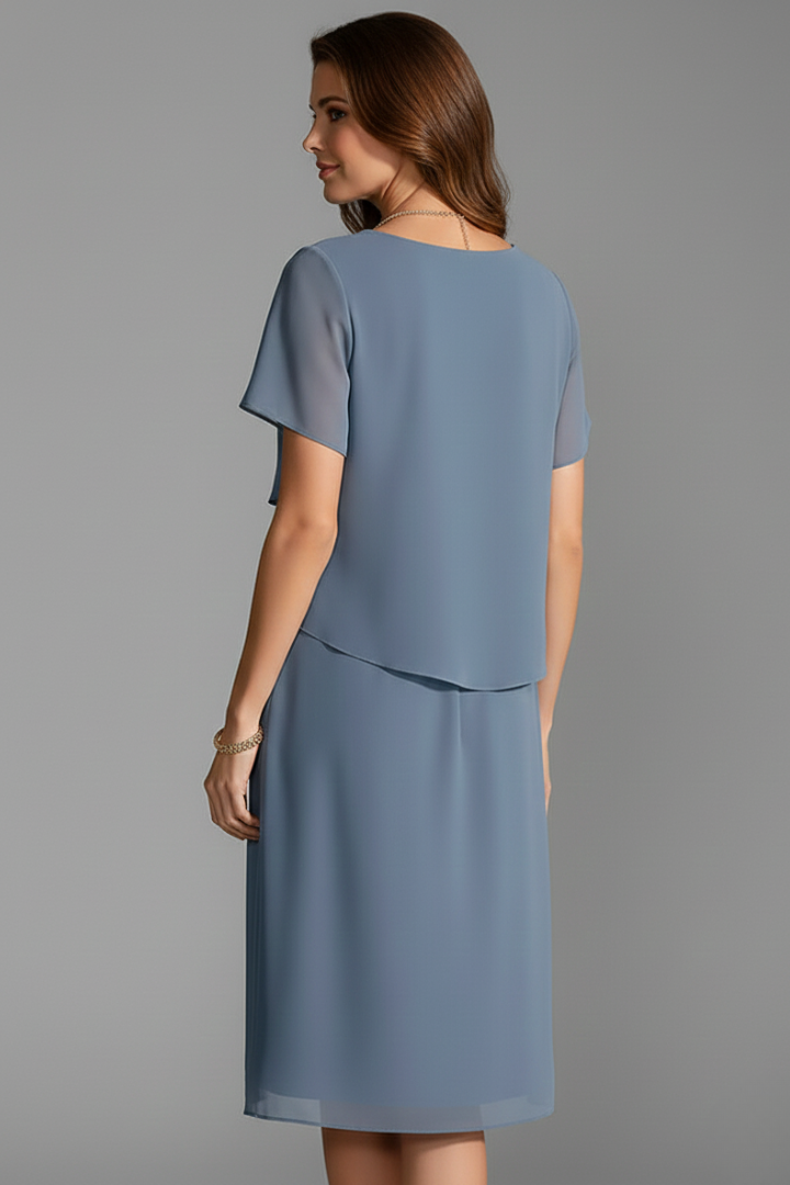 Robe de cérémonie Femme midi à volants asymétriques fluide