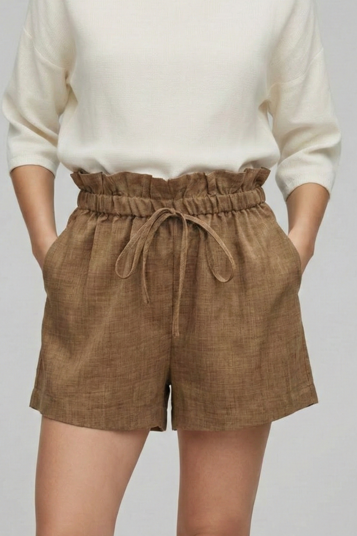 Short Femme Ample Chic Taille Froncée