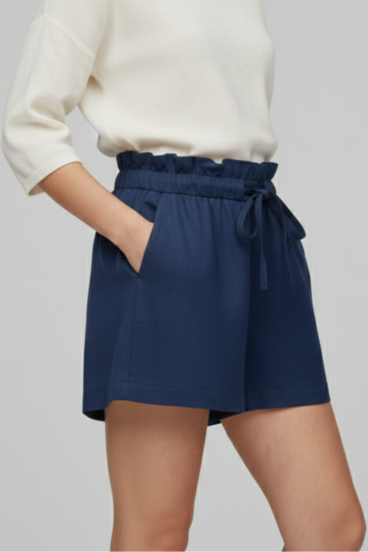 Short Femme Ample Chic Taille Froncée