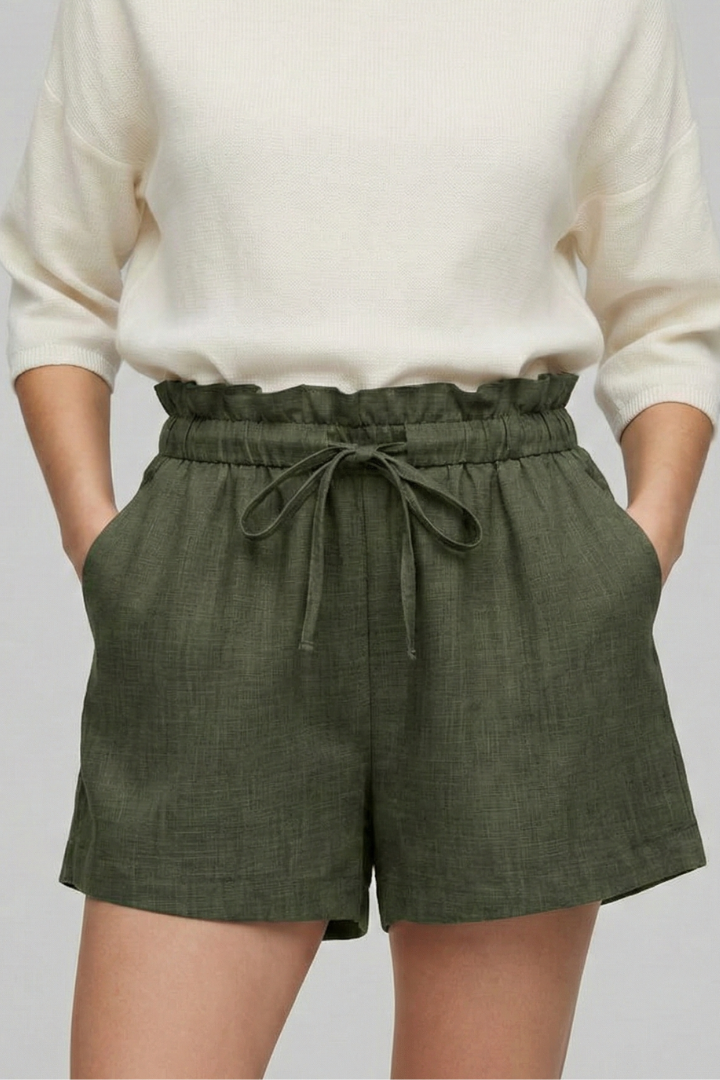 Short Femme Ample Chic Taille Froncée
