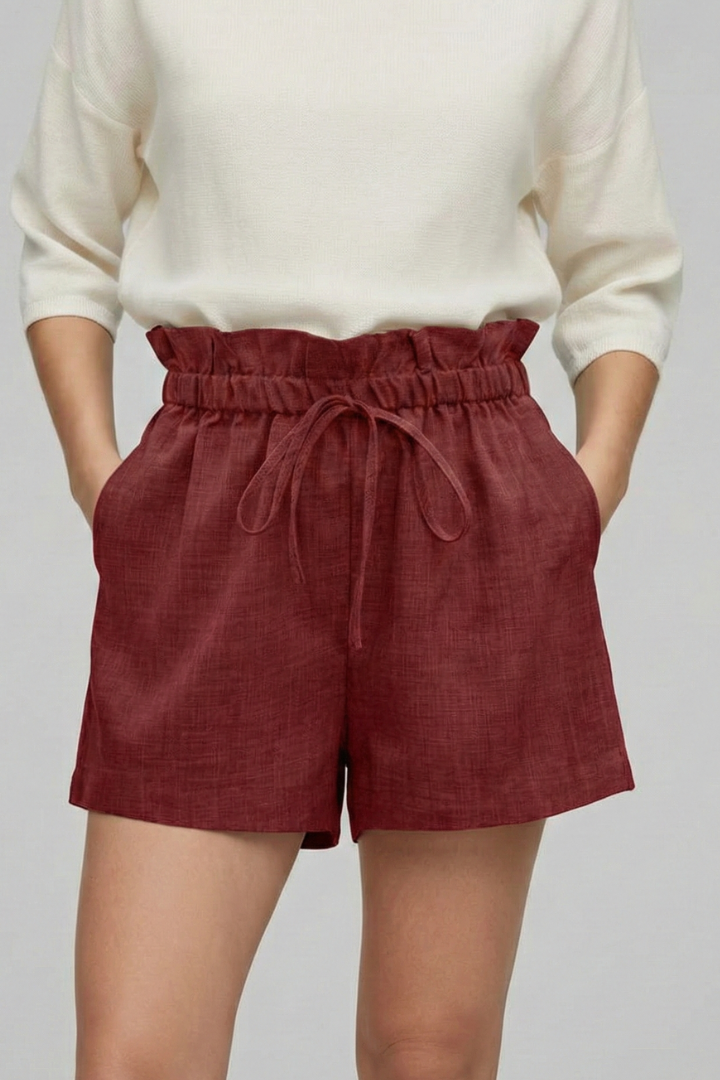 Short Femme Ample Chic Taille Froncée