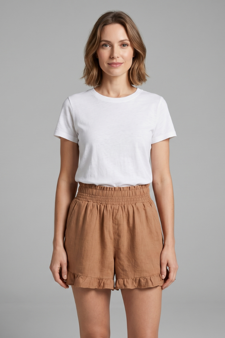 Short Jupe Femme Volanté Taille Haute