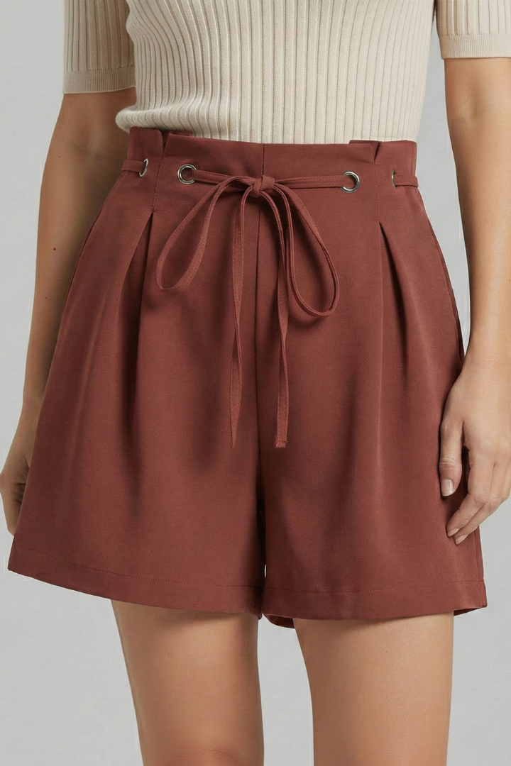 Short Femme Ample Chic à Taille Froncée