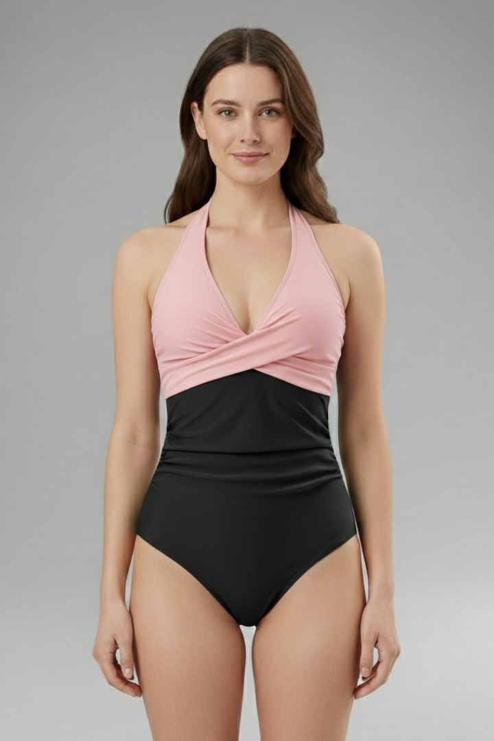 Maillot de Bain Une Pièce Gainant Dos Nu Bicolore
