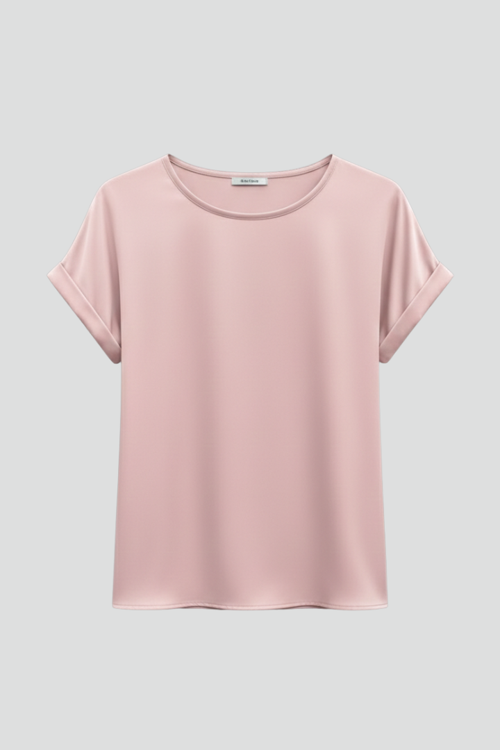 T-Shirt Femme Basique à Revers Manches Courtes