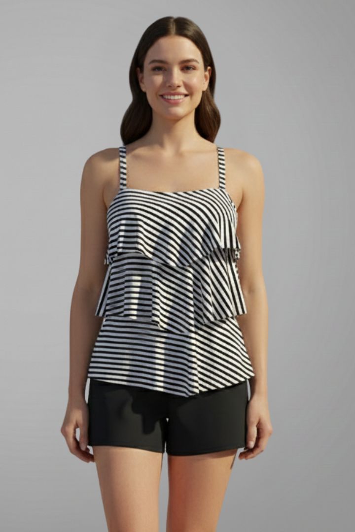 Maillot de Bain Femme Deux Pièces Rayé de Plage