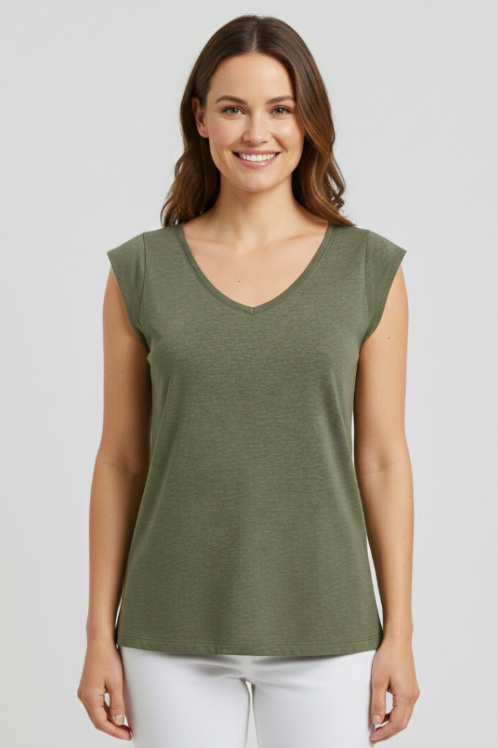 Top Femme Col V Manches Courtes Décontracté