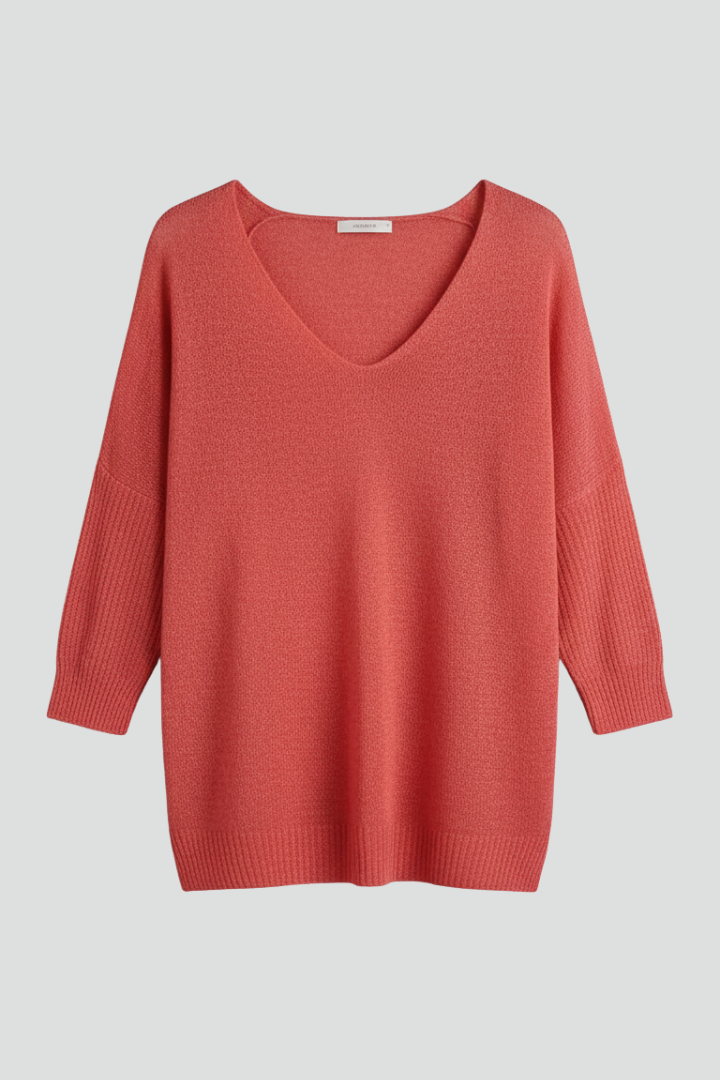 Pull Femme Décontracté Col V Manches 3/4