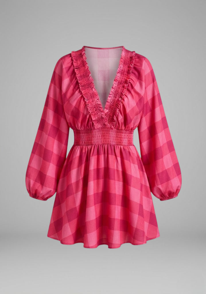 Robe Courte Femme Dentelle Élégante à Manches Longues