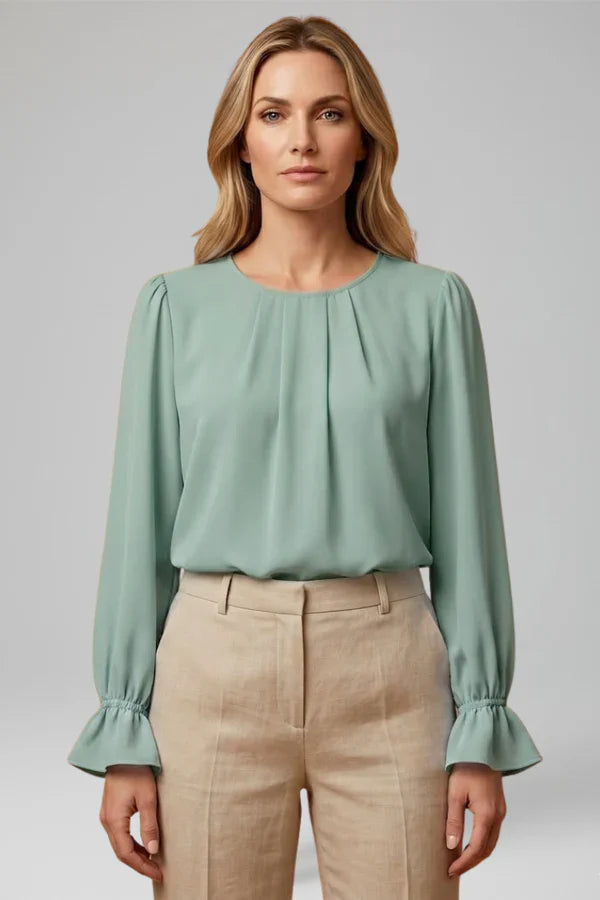 Blouse Femme Chic Plissée Manches Longues