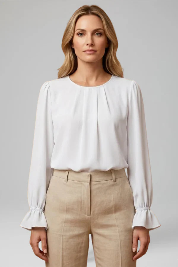 Blouse Femme Chic Plissée Manches Longues