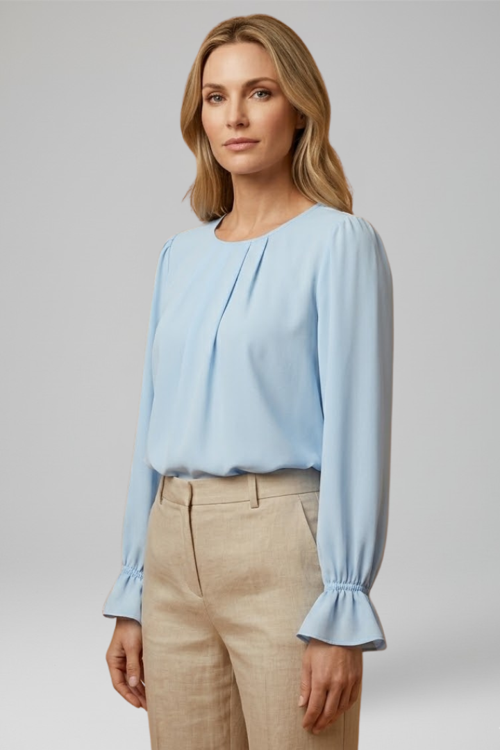 Blouse Femme Chic Plissée Manches Longues