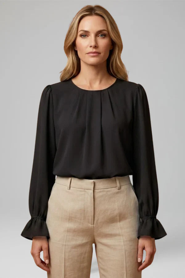 Blouse Femme Chic Plissée Manches Longues