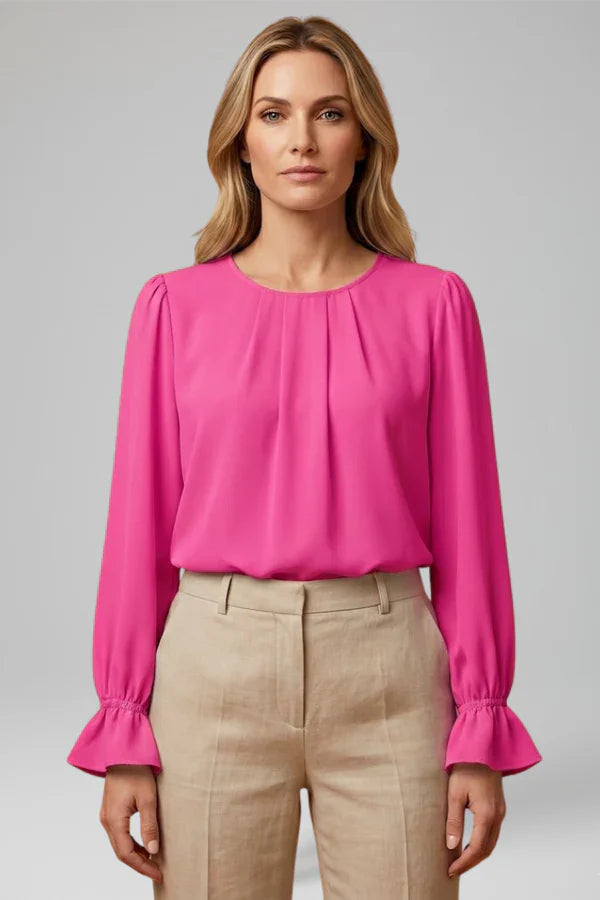 Blouse Femme Chic Plissée Manches Longues