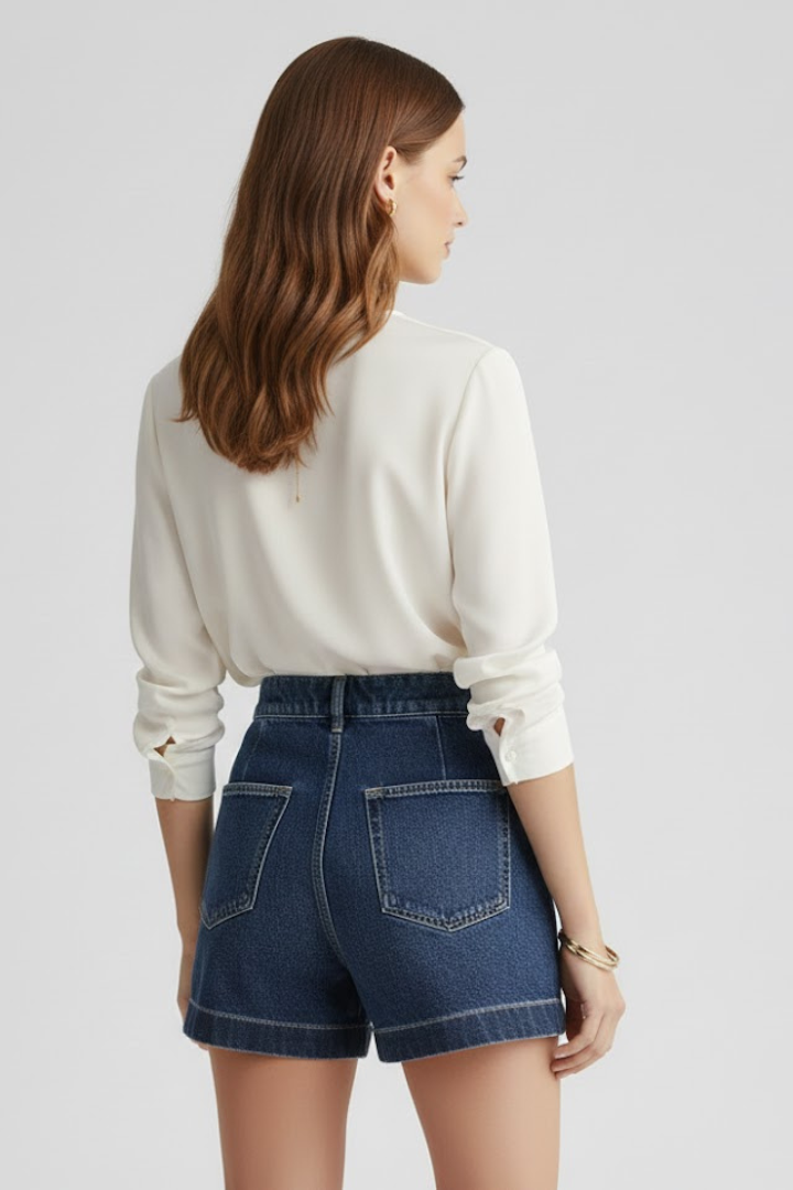 Short Jean Femme Ample à Ceinture Intégrée